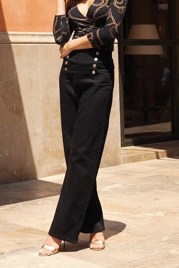Black High Waist Button Detail Jeans 7 Black High Waist Button Detail Jeans - Image 7