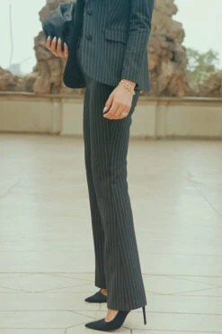 Black & White Pinstripe Kick Flare Trousers -Opal & Oak Store ac61f2c025d680cd8c2a80b03349a174a90565ef
