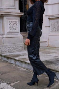 Black Leather Straight Leg Cropped Trousers -Opal & Oak Store b0b34434c1d822c7e58803039da0047bd0f86a76