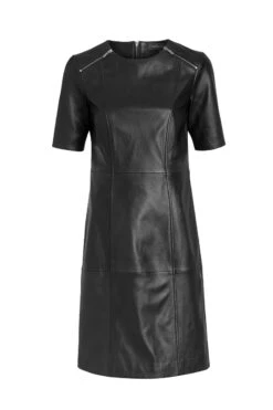 Black Leather Zip Detail Shift Dress -Opal & Oak Store blackleatherdress