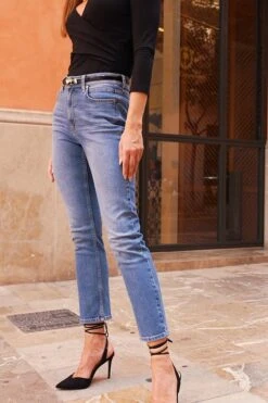Mid Blue Denim Slim Leg Jeans -Opal & Oak Store cd53e8e075af7e2306ca16dc3a9e65b616398d47