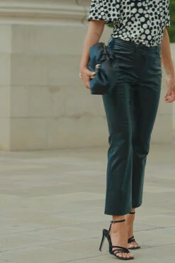 Black Faux Leather Kick Flare Cropped Trousers -Opal & Oak Store d6ac13f244e747f3a8521b1da8492667256bd1da