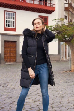 Black Faux Fur Trim Longline Tie Waist Padded Gilet 11 Black Faux Fur Trim Longline Tie Waist Padded Gilet -Opal & Oak Store d8c0b0b9baa8198d9c9cd4a850fabfc865030c52