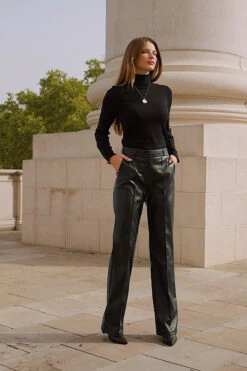 Black Faux Leather Wide Leg Trousers -Opal & Oak Store db0c5f34b2d39ac62316ac92debf8703a2054ad3