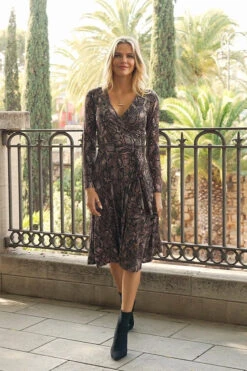 Animal Print Faux Wrap Midi Jersey Dress -Opal & Oak Store e975fe8b54ef4275be4b65cc41d012acc5696305