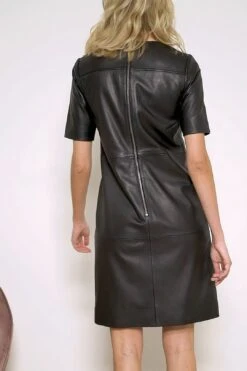 Black Leather Zip Detail Shift Dress -Opal & Oak Store eb1ee84a40ab0cd2d6b0b7d964d578c0418ba382