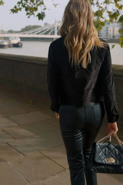 Black Velvet Round Neck Pocket Front Jacket -Opal & Oak Store ef3c50e71127f312162bbf4c1cd3e0209038157d