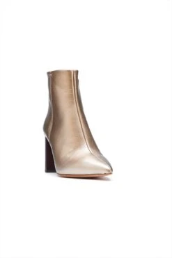 Angel Soft Gold Leather Zip Boot With Stack Heel -Opal & Oak Store f29c0888da4d51838dc4e8cd9e57bb914e8724ca