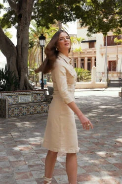 Ecru Popper Front 3/4 Sleeve Stretch Denim Dress 13 Ecru Popper Front 3/4 Sleeve Stretch Denim Dress -Opal & Oak Store f445e931fe18ab3532146a8b0ba903af04c0a6b7