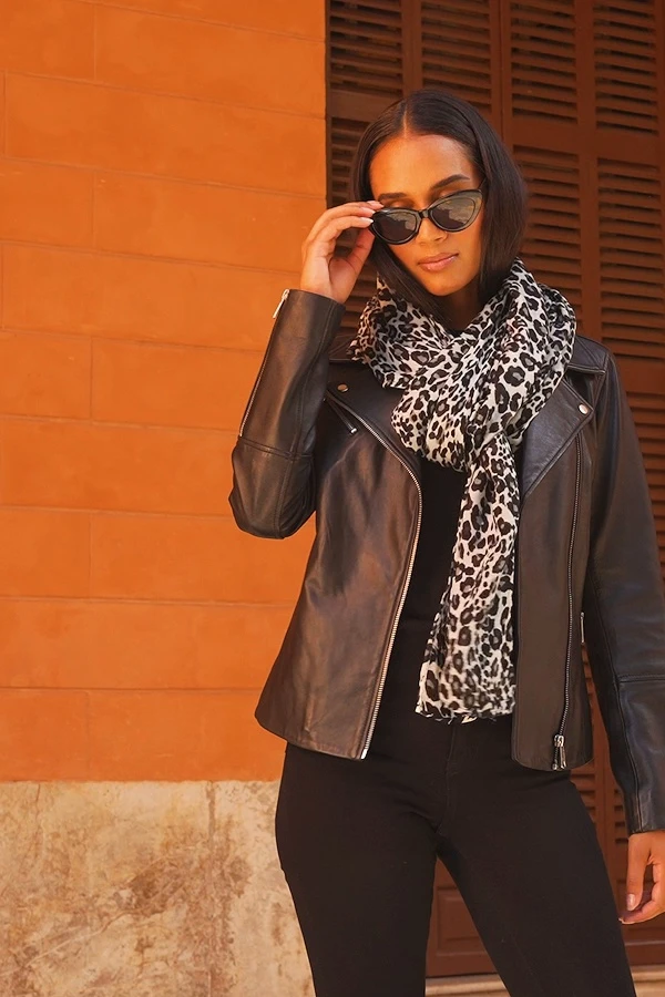 Black & Grey Animal Print Scarf 5 Black & Grey Animal Print Scarf - Image 5