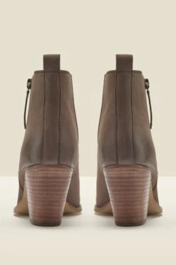 April Taupe Leather Zip Heeled Ankle Boot -Opal & Oak Store s20fb003bn0003 c 2