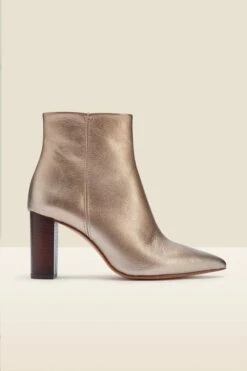 Angel Soft Gold Leather Zip Boot With Stack Heel -Opal & Oak Store s20fb004mc0003 a