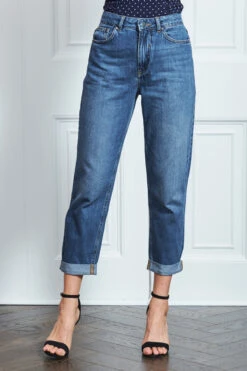Mid Blue Denim Girlfriend Jeans -Opal & Oak Store s21 s20bd008be s21tj20 005