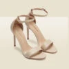 Nia Ecru Leather Barely There High Heel Sandal