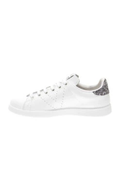 Victoria Cava Grey Glitter Back White Leather Trainers -Opal & Oak Store s22fw001mc0004 3