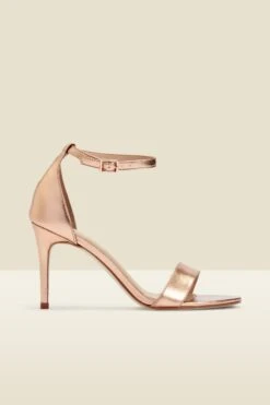 Nia Rose Gold Leather Barely There High Heel Sandal