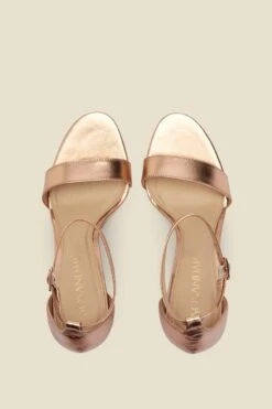 Nia Rose Gold Leather Barely There High Heel Sandal -Opal & Oak Store s22fw029rg0001 c