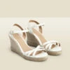 Alesia Ivory Strappy Leather Wedge Espadrille