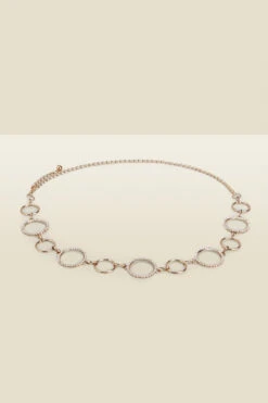 Circle Chain Waist Belt With Diamante Trim