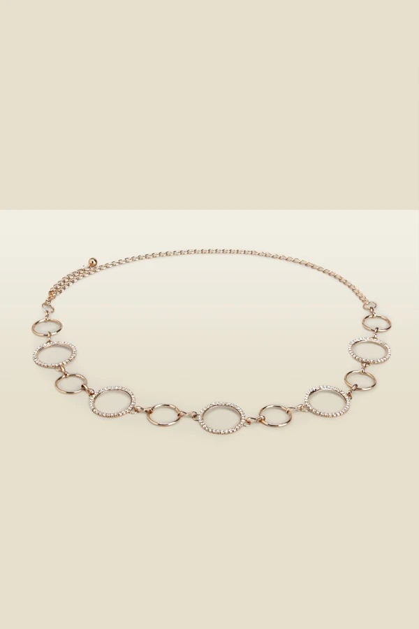 Circle Chain Waist Belt With Diamante Trim 1 Circle Chain Waist Belt With Diamante Trim