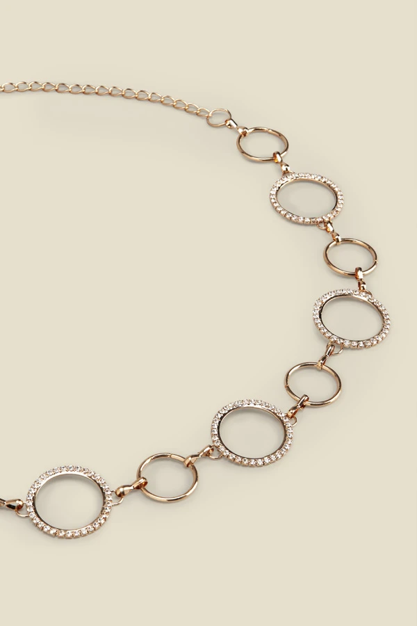 Circle Chain Waist Belt With Diamante Trim 2 Circle Chain Waist Belt With Diamante Trim - Image 2