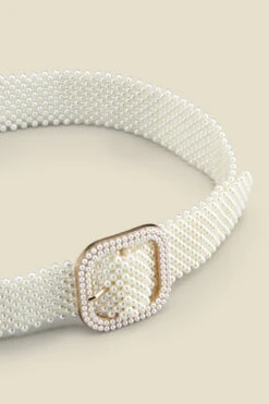 Pearl Waist Belt With Buckle -Opal & Oak Store s23ac011we c