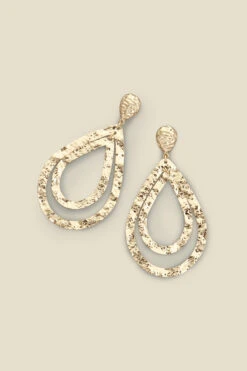 Gold Hammered Teardrop Earrings -Opal & Oak Store s23ac029mc0003 b