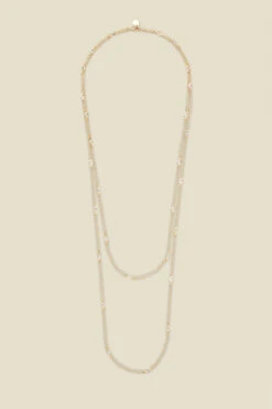 Gold Dainty Stone Long Layering Necklace