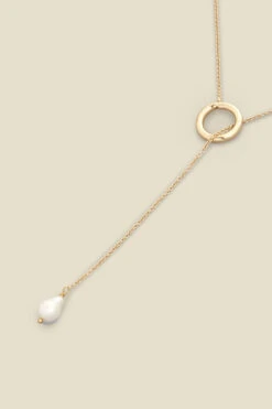 Gold Pearl Hoop Trim Necklace -Opal & Oak Store s23ac036mc0003 b