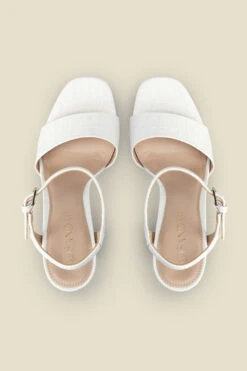 Arabella Ecru Croc Leather Platform With Block Heel -Opal & Oak Store s23fw015eu0001 c