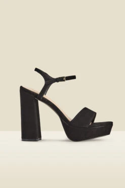 Arabella Black Suede Platform With Block Heel