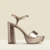 Arabella Rose Gold Leather Platform With Block Heel