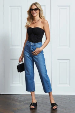 Mid Blue Denim Culotte Jeans