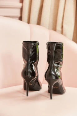 Ava Black Patent Sock Boot -Opal & Oak Store shoes 029