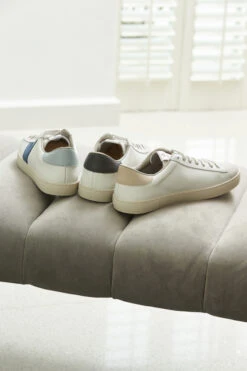 Victoria Natural V Detail Leather Trainers -Opal & Oak Store shoes 064