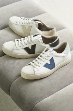 Victoria Natural V Detail Leather Trainers -Opal & Oak Store shoes 075