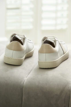 Victoria Natural V Detail Leather Trainers -Opal & Oak Store shoes 084