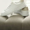 Victoria Cava Gold Glitter Back White Leather Trainers