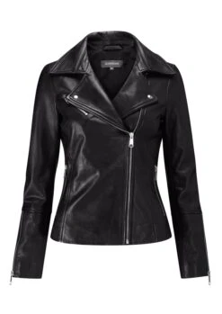 Black Leather Biker Jacket -Opal & Oak Store small web sa17or01 black leather bicker jacket black