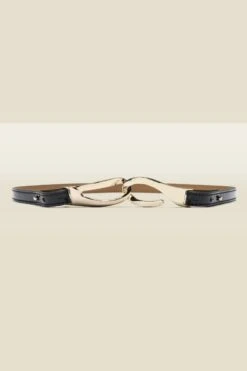 Black Patent Leather Slim Waist Belt With Gold Clasp 7 Black Patent Leather Slim Waist Belt With Gold Clasp -Opal & Oak Store sosandar belts 017 1