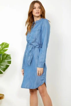 Blue Chambray Denim Belted Dress -Opal & Oak Store ss20dd011 12
