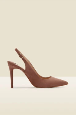 Sierra Taupe Suede Slingback Court Shoe -Opal & Oak Store suede courts