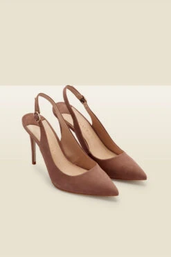 Sierra Taupe Suede Slingback Court Shoe -Opal & Oak Store suede courts 2