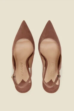 Sierra Taupe Suede Slingback Court Shoe -Opal & Oak Store suede courts 3