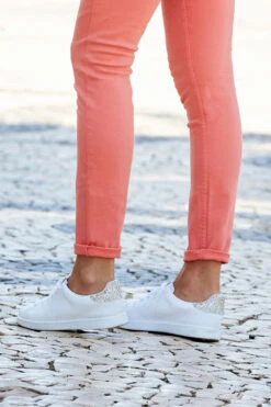 Victoria Cava Gold Glitter Back White Leather Trainers -Opal & Oak Store victoria glitter