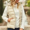 Stone Hooded Padded Gilet With Zip Pockets