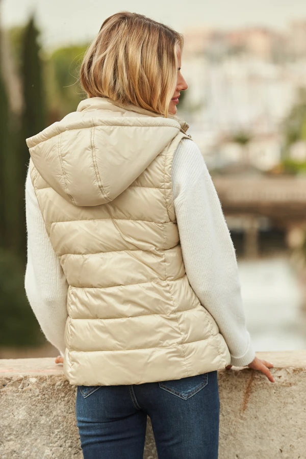 Stone Hooded Padded Gilet With Zip Pockets 3 Stone Hooded Padded Gilet With Zip Pockets - Image 3