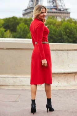 Red Fit & Flare Knitted Midi Dress -Opal & Oak Store web 210910 sosandarday5paris62321 2
