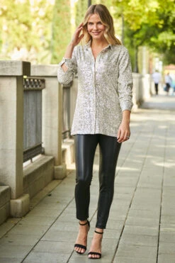Champagne Gold Sequin Shirt -Opal & Oak Store web 30 a21tw009 000135