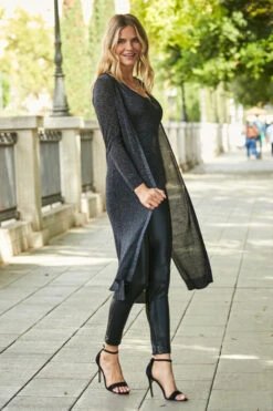 Pewter Metallic Super Sparkly Longline Cardigan -Opal & Oak Store web 31 a21tk562 a21tk569 000152 1